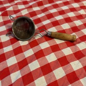 Ajax Vintage Metal Heavy Duty Strainer with Wooden Handle pat no. 2006566 USA